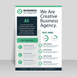 Green vector flyer with infographic