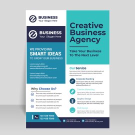 Turquoise vector flyer template for free