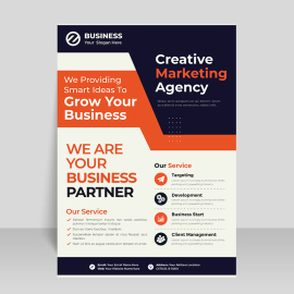 Navy blue modern style vector flyer template