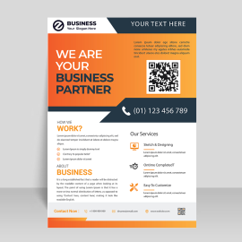 Qr code vector flyer template