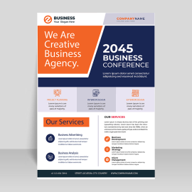 Orange blue vector flyer template