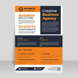 Orange black vector flyer template for free