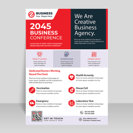 Red informational vector flyer template