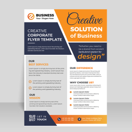 Orange grey business vector flyer