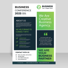 Green flyer template vector for free