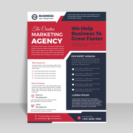 Flat geometric flyer template vector