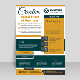 Mustard green color vector flyer template