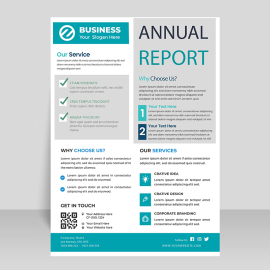 Turquoise theme annual report vector