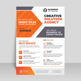 Orange color grey vector flyer template