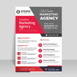 Flat grey magenta flyer template