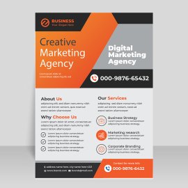 Orange grey vector flyer template