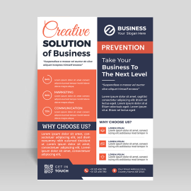 Black orange vector flyer template