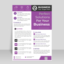 Purple and white professional clean vector flyer template