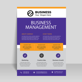 Purple informational leaflet design vector