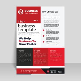 Clean red minimalist vector flyer template