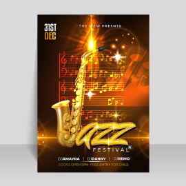 Free vector vertical flyer template for jazz night event