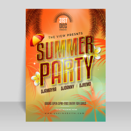 Summer party invitation template for social media Facebook, Twitter, Instagram etc