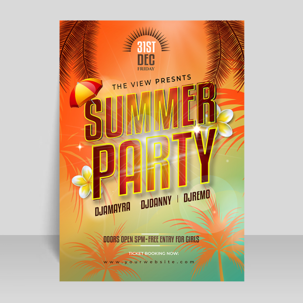 Summer party invitation template for social media Facebook, Twitter ...