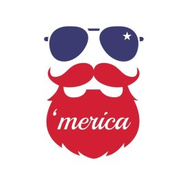 4th July vector beard wearing aviator glasses