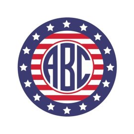 ABC monogram usa flag design fourth July vector