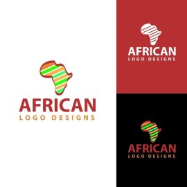 African line art logo design vector