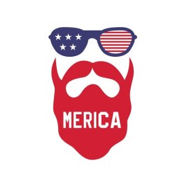 American beard man face wearing American glasses vector