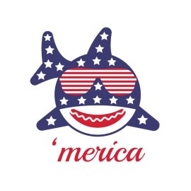 American flag shark 4th of July vector