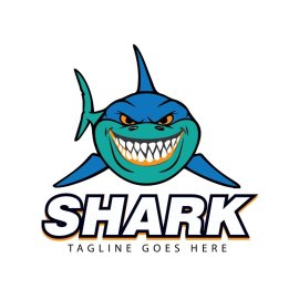 Angry evil smile shark cartoon illustration png vector