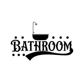 Bathroom typography with bath tub for mats and curtains