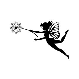 Beautiful girl butterfly silhouette holding dandelion vector