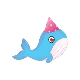 Birthday blue whale cute cartoon vector illustration
