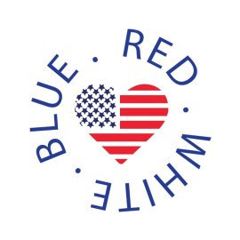 Blue red white circular design for 4th July presidential election png vector