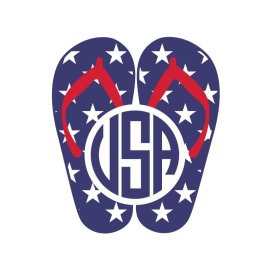 Blue png vector flip flops usa flag