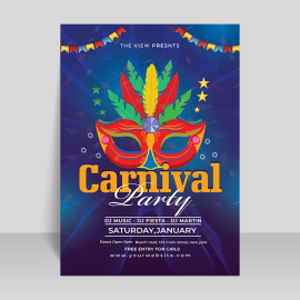 Free vector gradient Brazilian carnival vertical flyer template