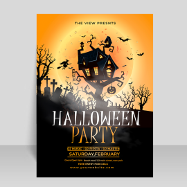 Halloween party poster, Free vector realistic Halloween party flyer