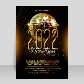 New year 2022 dark theme flyer vector