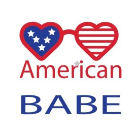 American babe vector lettering heart glasses