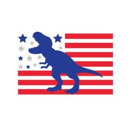 American flag with blue dinosaur silhouette vector