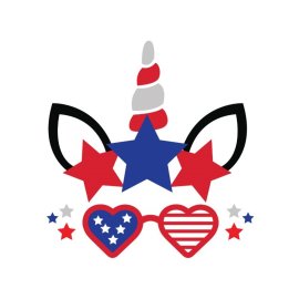 Png American unicorn wearing heart glasses