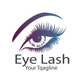 Beautiful eyes with fierce lashes and eyebrows vector logo template