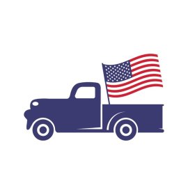 Blue pickup truck us flag 4th July png vector