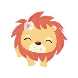Blushing lion funny cartoon vector png design