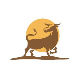 Bull png, Bull silhouette, Brown abstract bull vector