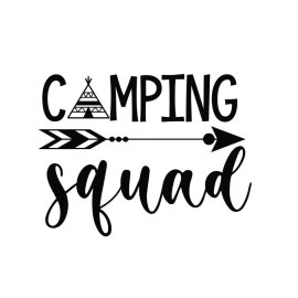 Camping squad vector lettering typography