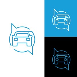 Car abstract logo with chat icon