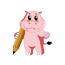 Cartoon hippi writing with pencil vector png