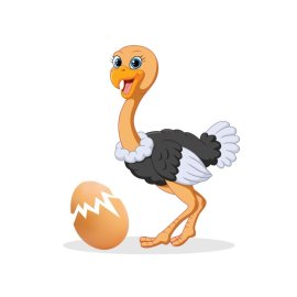 Cartoon ostrich egg png , Cartoon ostrich with egg vector