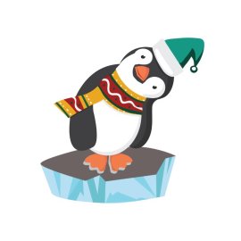 Cartoon penguin wearing woolen cap and muffler vector