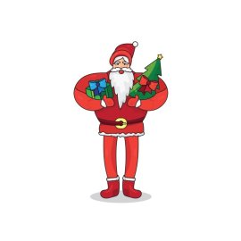 Santa claus png, Cartoon style santa claus holding presents vector