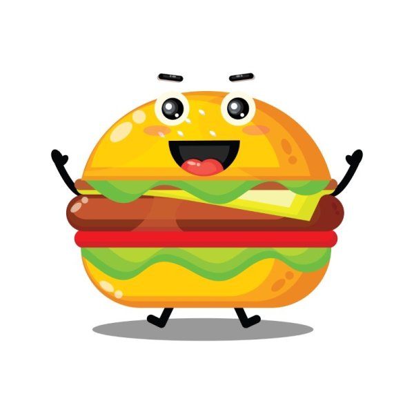 Cartoon burger png, Cartoon style vector cute burger fast food snack ...